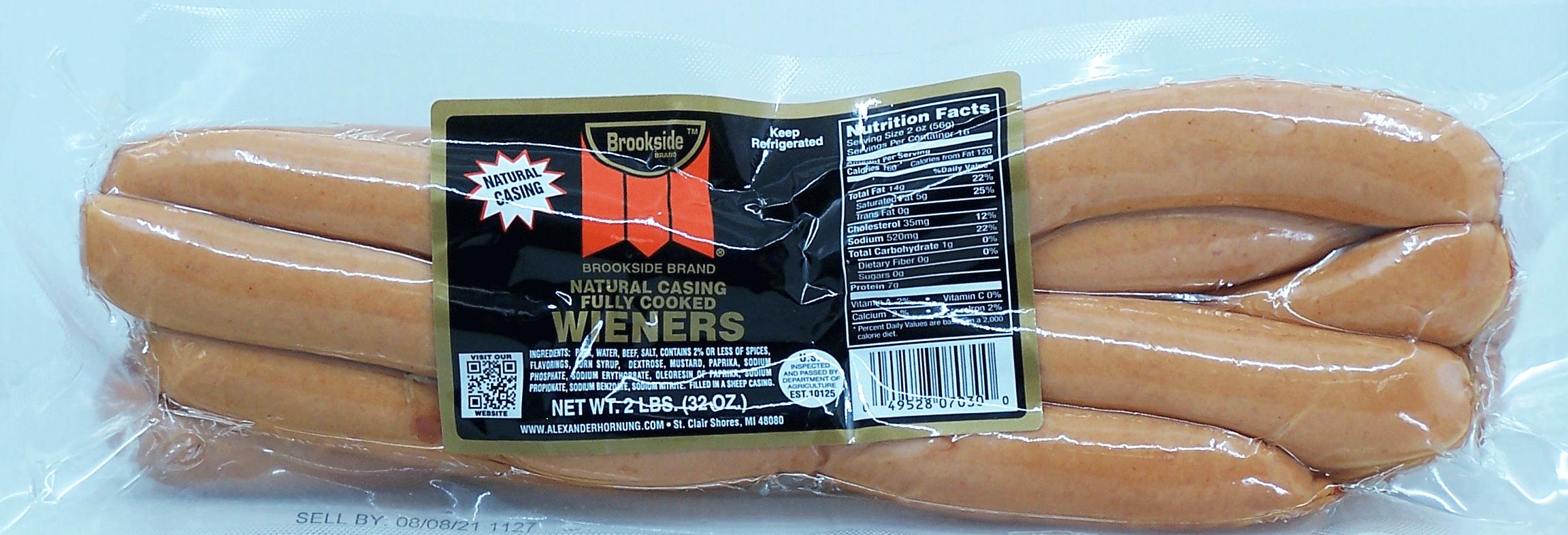 Brookside  wieners, fully cooked, natural casing Full-Size Picture
